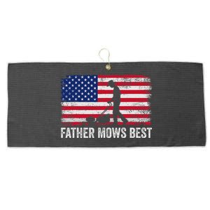 Father Mows Best Lawn Care Dad Mowing Gardener FatherS Day Large Microfiber Waffle Golf Towel