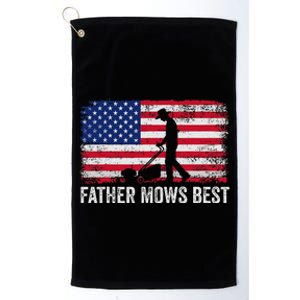 Father Mows Best Lawn Care Dad Mowing Gardener FatherS Day Platinum Collection Golf Towel