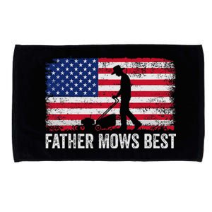 Father Mows Best Lawn Care Dad Mowing Gardener FatherS Day Microfiber Hand Towel