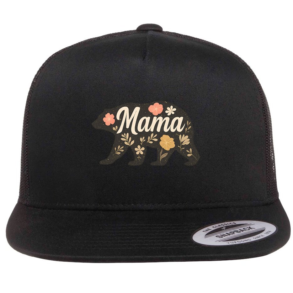 Floral Mama Bear Flat Bill Trucker Hat