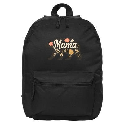 Floral Mama Bear 16 in Basic Backpack