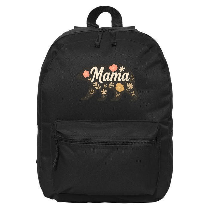 Floral Mama Bear 16 in Basic Backpack
