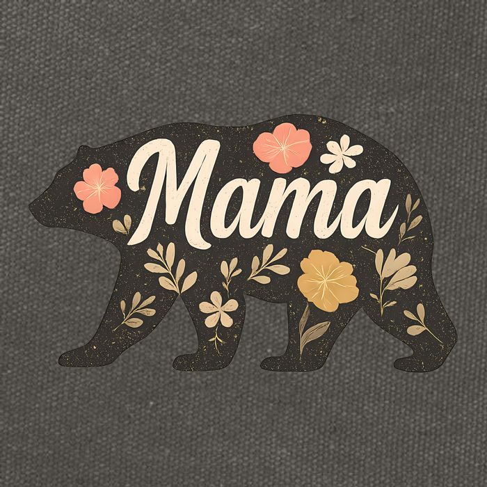 Floral Mama Bear Cotton Canvas Backpack