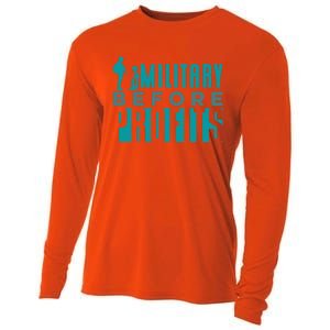 Funny Military Before Profits Cool Army Soldier Armed Forces Funny Gift Cooling Performance Long Sleeve Crew