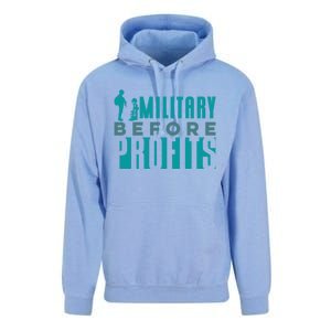 Funny Military Before Profits Cool Army Soldier Armed Forces Funny Gift Unisex Surf Hoodie