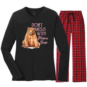 Funny Mama Bear Dont Mess With Mama Bear Mothers Day Women's Long Sleeve Flannel Pajama Set 