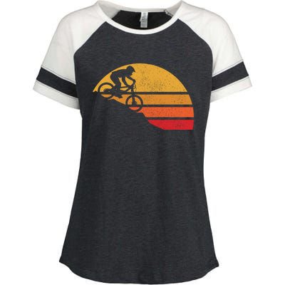 Funny Mountain Bike Vintage Mtb Funny Gift Downhill Biking Cycling Biker Gift Enza Ladies Jersey Colorblock Tee