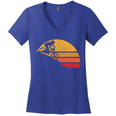 Funny Mountain Bike Vintage Mtb Funny Gift Downhill Biking Cycling Biker Gift Women's V-Neck T-Shirt