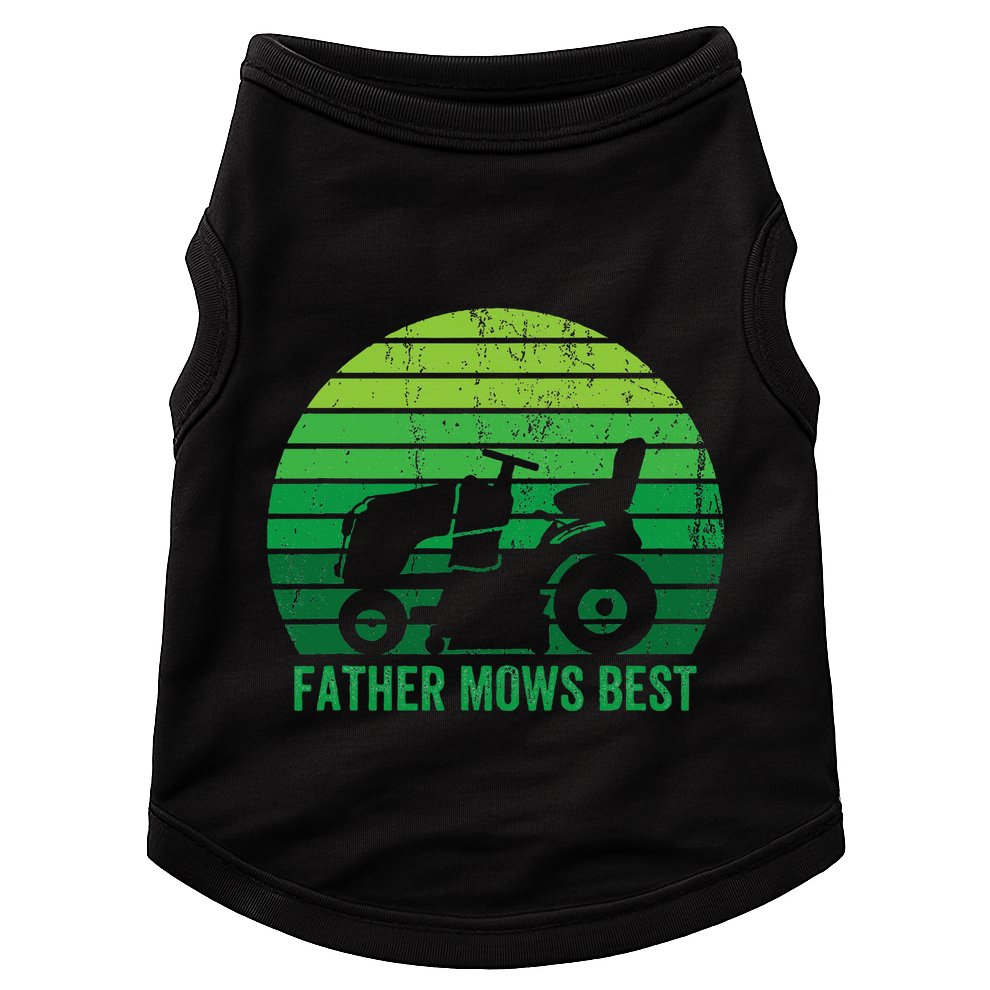 Father Mows Best Lawn Care Dad Mowing Gardener Doggie Tank