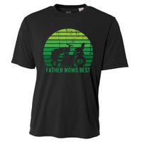 Father Mows Best Lawn Care Dad Mowing Gardener Cooling Performance Crew T-Shirt