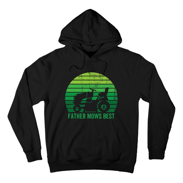 Father Mows Best Lawn Care Dad Mowing Gardener Hoodie