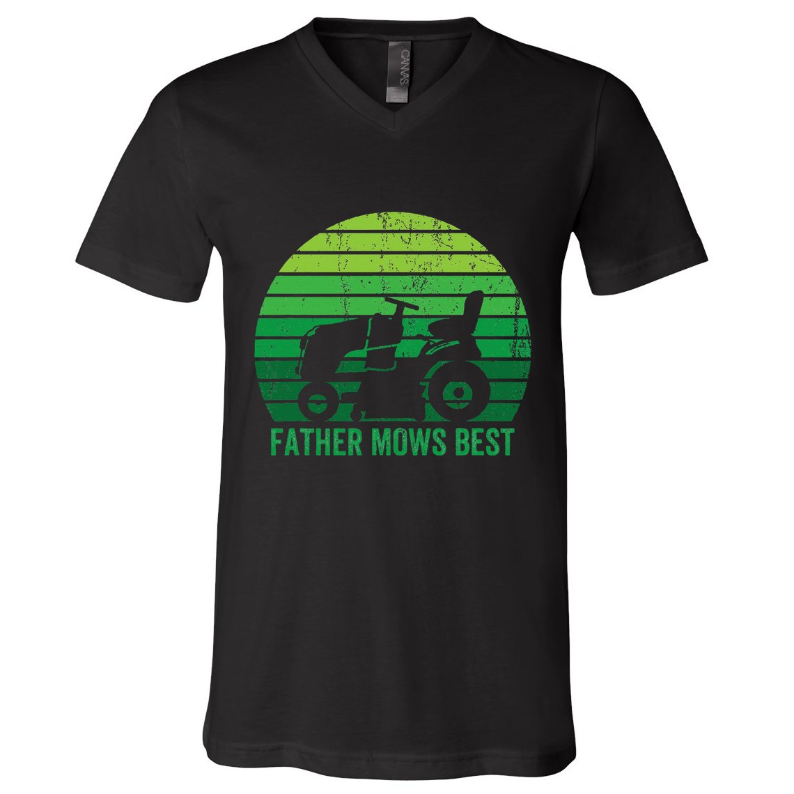 Father Mows Best Lawn Care Dad Mowing Gardener V-Neck T-Shirt