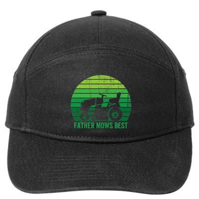 Father Mows Best Lawn Care Dad Mowing Gardener 7-Panel Snapback Hat
