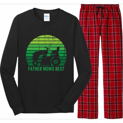 Father Mows Best Lawn Care Dad Mowing Gardener Long Sleeve Pajama Set