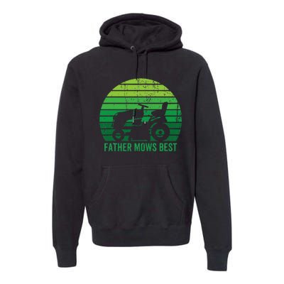 Father Mows Best Lawn Care Dad Mowing Gardener Premium Hoodie