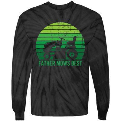 Father Mows Best Lawn Care Dad Mowing Gardener Tie-Dye Long Sleeve Shirt