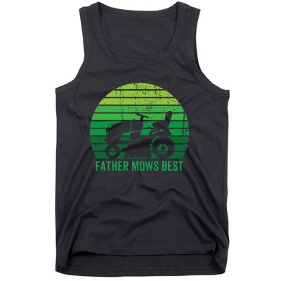 Father Mows Best Lawn Care Dad Mowing Gardener Tank Top