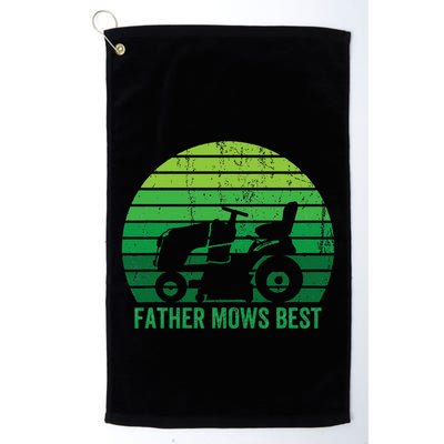 Father Mows Best Lawn Care Dad Mowing Gardener Golf Towel