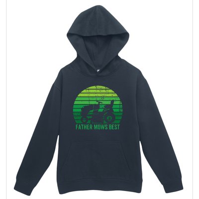 Father Mows Best Lawn Care Dad Mowing Gardener Urban Pullover Hoodie