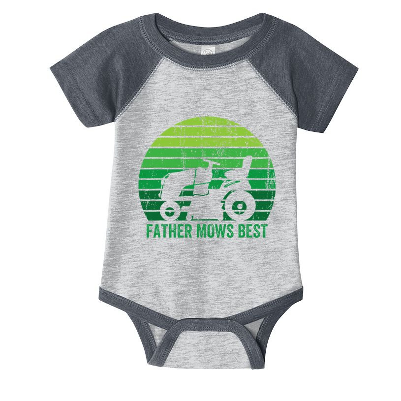 Father Mows Best Lawn Care Dad Mowing Gardener Infant Baby Jersey Bodysuit