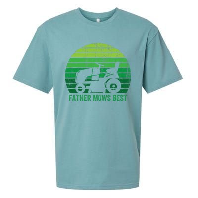 Father Mows Best Lawn Care Dad Mowing Gardener Sueded Cloud Jersey T-Shirt