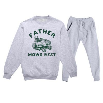 Father Mows Best Premium Crewneck Sweatsuit Set