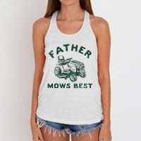 Father Mows Best Women's Knotted Racerback Tank