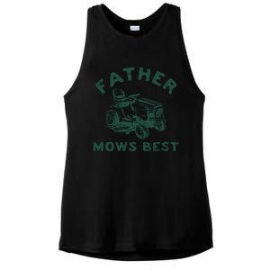 Father Mows Best Ladies PosiCharge Tri-Blend Wicking Tank