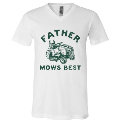 Father Mows Best V-Neck T-Shirt