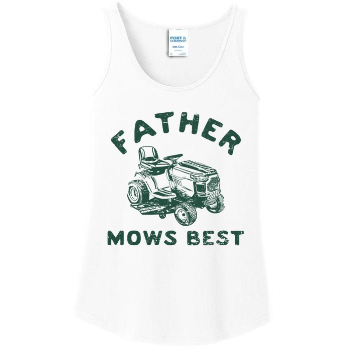 Father Mows Best Ladies Essential Tank