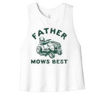 Father Mows Best Women's Racerback Cropped Tank