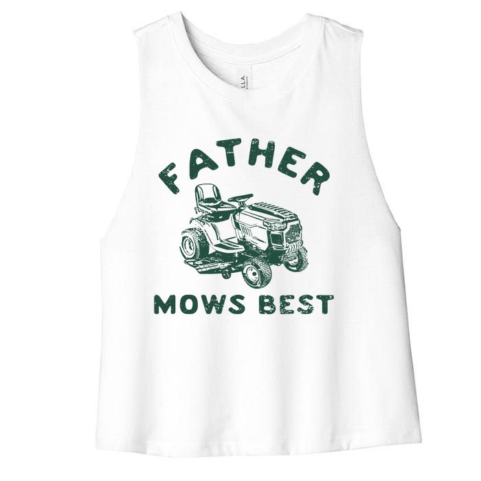 Father Mows Best Women's Racerback Cropped Tank