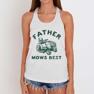 Father Mows Best Women's Knotted Racerback Tank