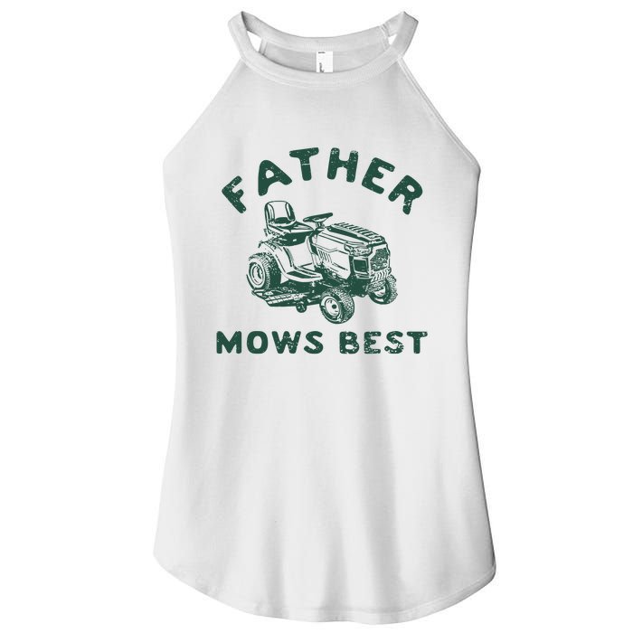 Father Mows Best Women's Perfect Tri Rocker Tank