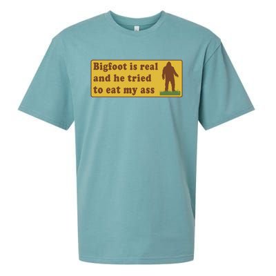 Funny Meme Bigfoot Is Real And He Tried To Eat My Ass Sueded Cloud Jersey T-Shirt