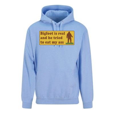 Funny Meme Bigfoot Is Real And He Tried To Eat My Ass Unisex Surf Hoodie