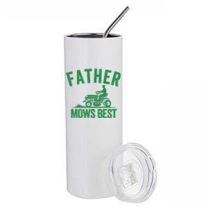 Father Mows Best Lawn Care Dad Mowing Gardener Fathers Day Lawncare Green Lawn Stainless Steel Tumbler