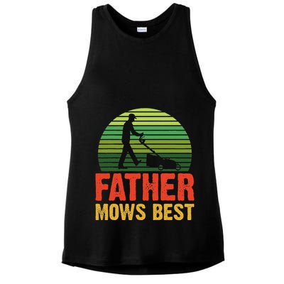 Father Mows Best Ladies PosiCharge Tri-Blend Wicking Tank