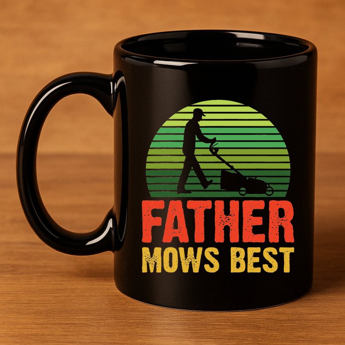 Father Mows Best 11oz C Handle Ceramic Mug