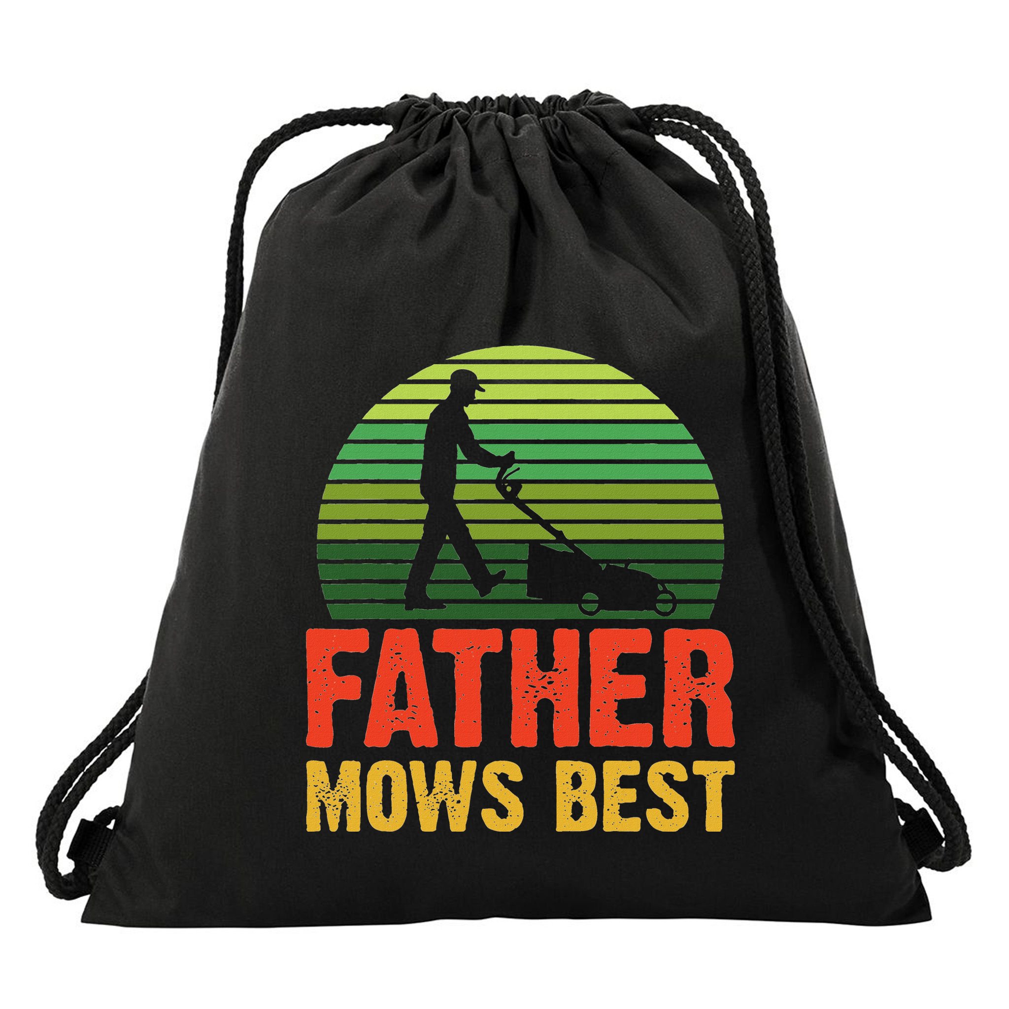 Father Mows Best Drawstring Bag