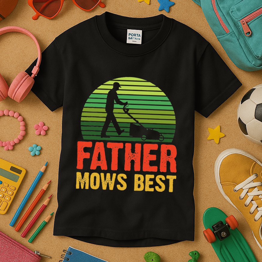 Father Mows Best Kids T-Shirt