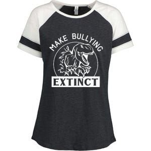 Funny Make Bullying Extinct TRex Unity Day Kindness Orange Enza Ladies Jersey Colorblock Tee