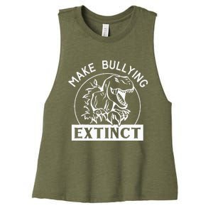 Funny Make Bullying Extinct TRex Unity Day Kindness Orange Women's Racerback Cropped Tank