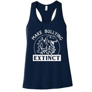 Funny Make Bullying Extinct TRex Unity Day Kindness Orange Women's Racerback Tank