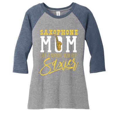 Funny Marching Band Saxophone Mom Normal But Saxier Women's Tri-Blend 3/4-Sleeve Raglan Shirt