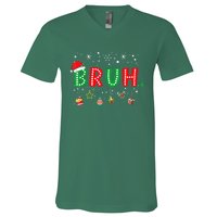 Funny Meme Bruh Christmas Saying Bro Greeting Xmas Gift V-Neck T-Shirt