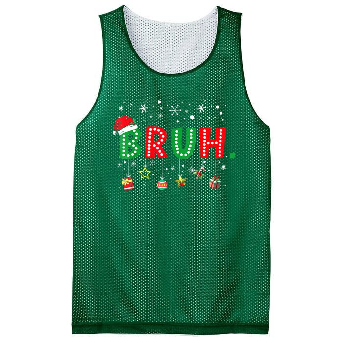 Funny Meme Bruh Christmas Saying Bro Greeting Xmas Gift Mesh Reversible Basketball Jersey Tank