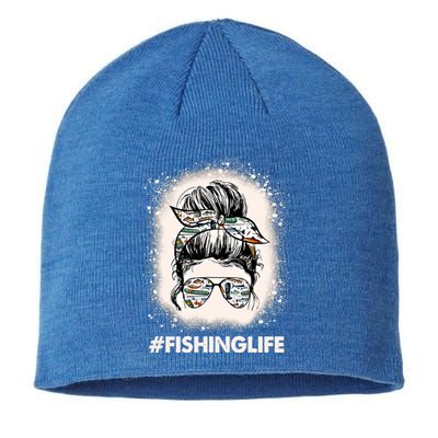 Fishinglife Messy Bun Mom Funny Fishing Mom Mother's Day Cute Gift Sustainable Beanie