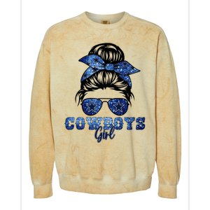 Funny Messy Bun Cowboys Girl Sport Fan Colorblast Crewneck Sweatshirt