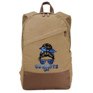 Funny Messy Bun Cowboys Girl Sport Fan Cotton Canvas Backpack